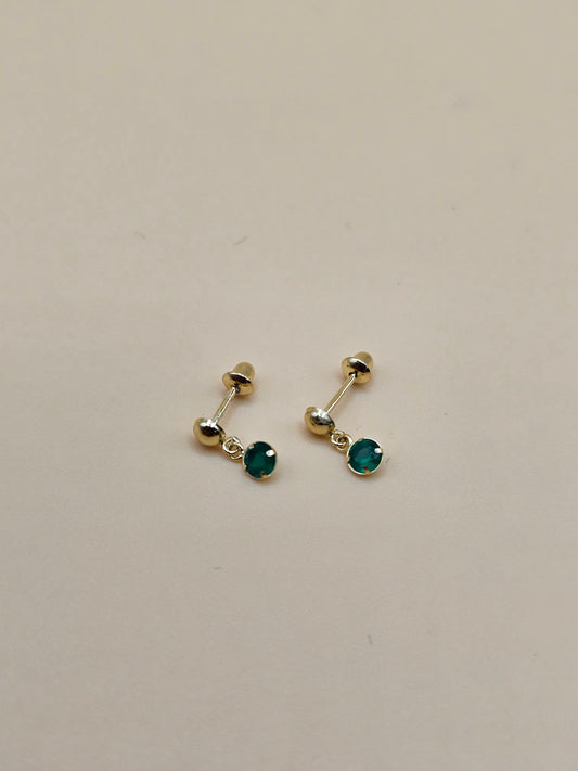 Green cz baby earring