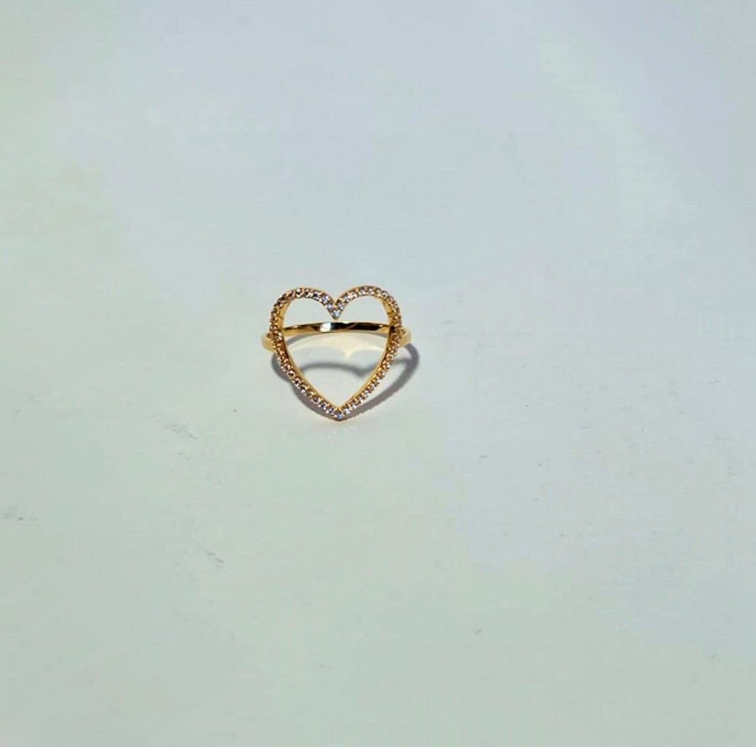 Golden Heart Studded Ring