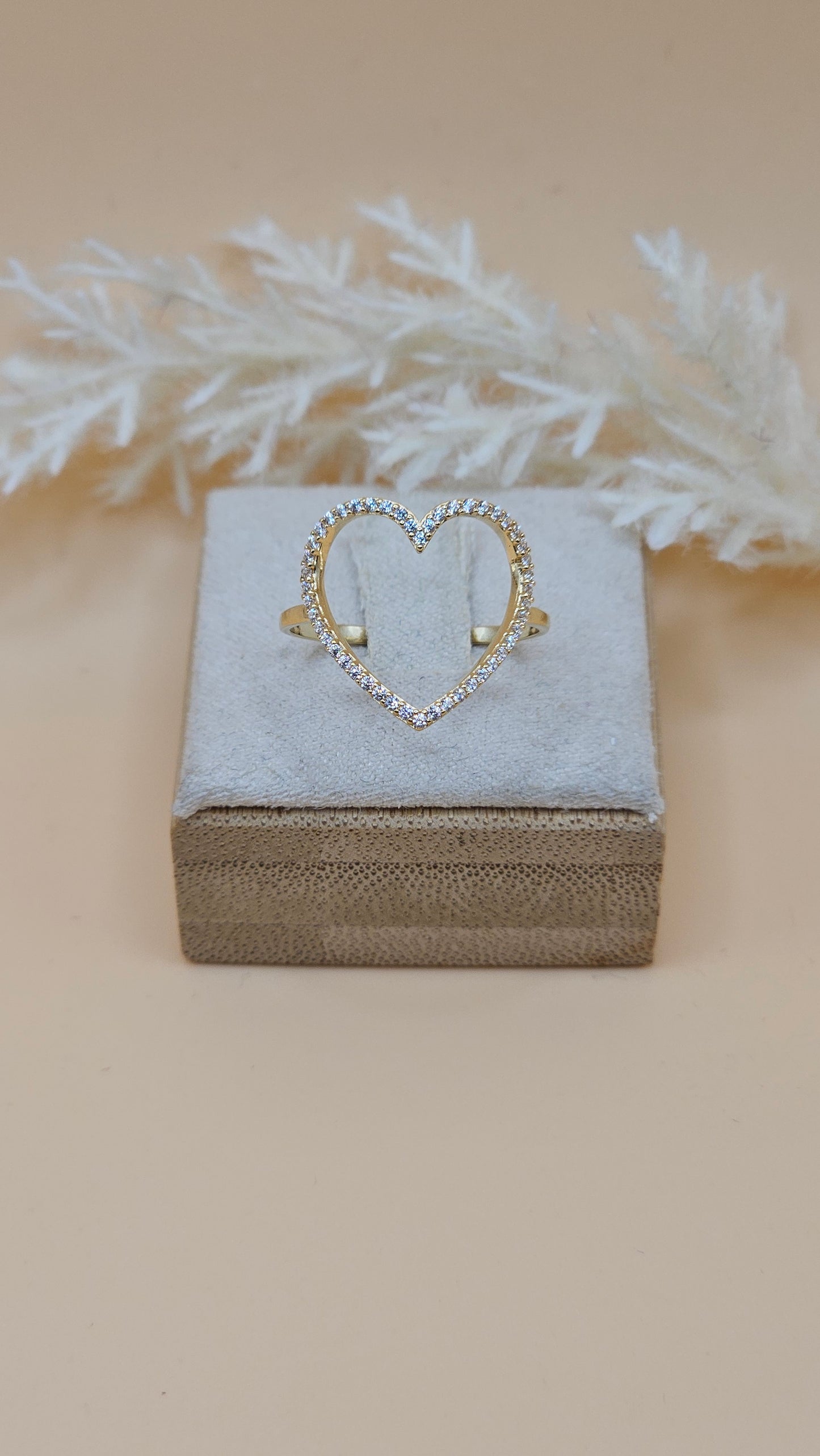 Golden Heart  Studded Ring