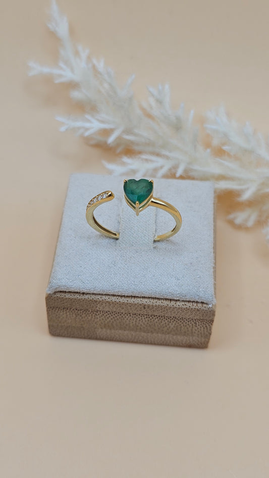 Anel regulavel esmeralda e diamantes