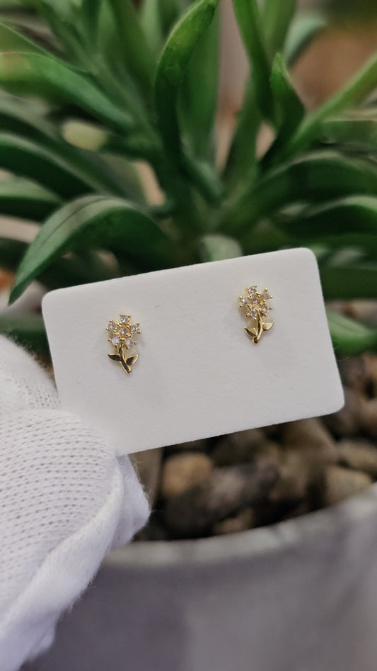 Brinco flor diamantes