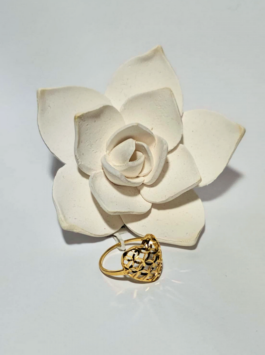 Hollow Heart Golden Heart Ring