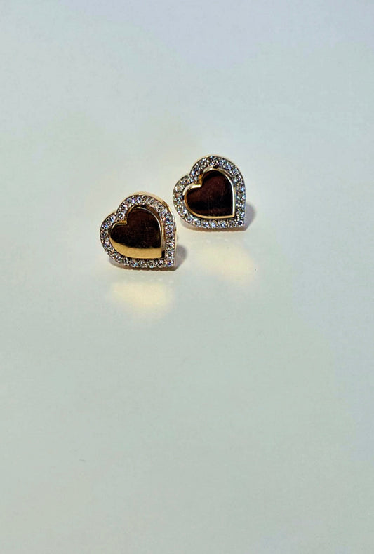 DH Diamond Golden Heart Earrings