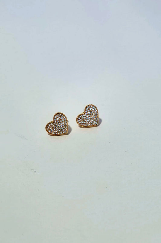 Mini Heart Zirconia Earrings.