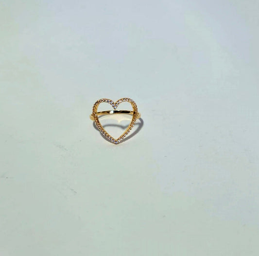 Golden Heart  Studded Ring
