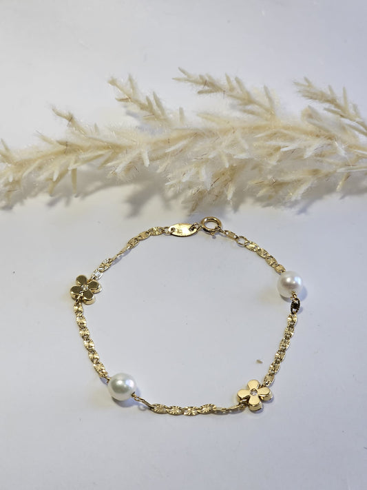 Kids Pearls Flowers Bracelet