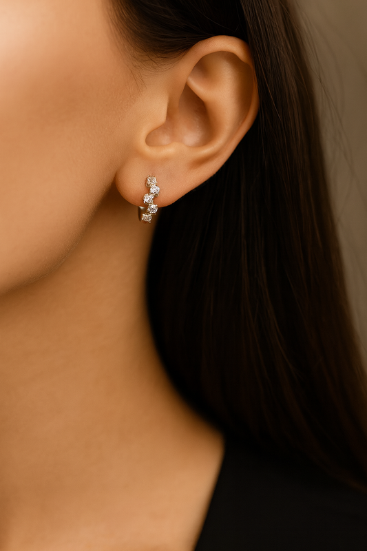 White gold hoops with diamonds